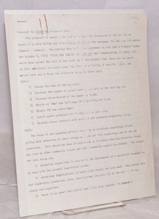 Cat.No: 181880 Proposal for Sedition six-month plan
