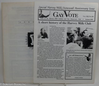 Cat.No: 182123 Gay Vote: vol. 12, #5/6, Summer 1989 special Harvey Milk/Stonewall...