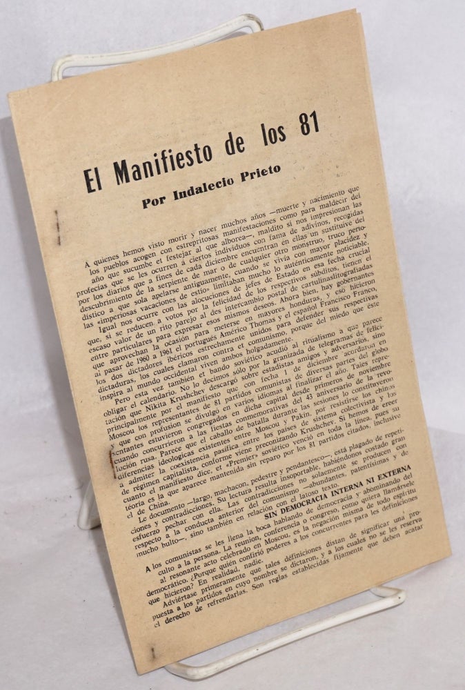 Cat.No: 182128 El manifiesto de los 81. Indalecio Prieto.