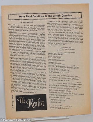 Cat.No: 182317 The realist [unnumbered issue] More Final Solutions to the Jewish...