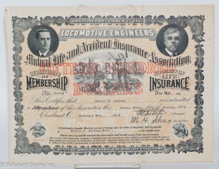 Cat.No: 182425 Certificate of Membership and Policy of Life Insurance. Fifteen Hundred...