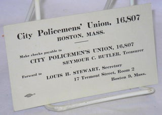 Cat.No: 182448 City Policemen's Union, 16,807 Fund solicitation card. 16 City Policemen's...