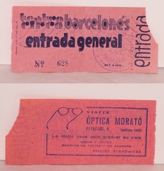 Cat.No: 182731 Teatro Circo Barcelona. Entrada general [admission ticket