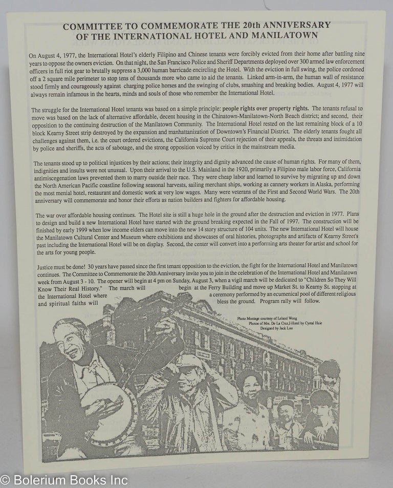 Cat.No: 183043 Committee to Commemorate the 20th Anniversary of the International Hotel