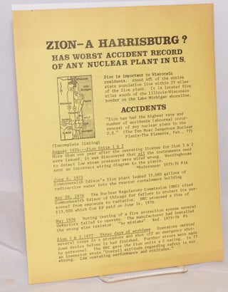 Cat.No: 183060 Zion - a Harrisburg? Has worst accident record of any nuclear plant in US....
