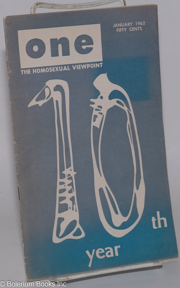Cat.No: 183470 ONE Magazine; the homosexual viewpoint; vol. 10, #1, January 1962. Don Slater, William Lambert, Lyn Pedersen, Geraldine Jackson Jeff Winters, Helen Ito.
