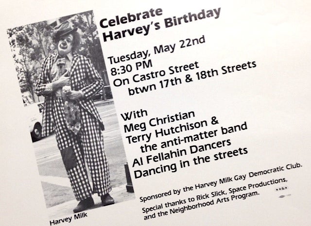 Cat.No: 183855 Celebrate Harvey's birthday. Tuesday, May 22nd 8:30 PM on Castro Street btwn 17th & 18th Streets (poster). Harvey Milk Gay Democratic Club.