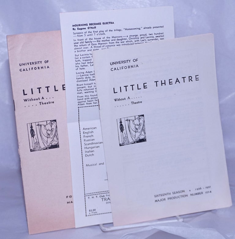 Cat.No: 184205 Two programs from University of California Little Theatre fourteenth season, 1935-36, production number 118 & sixteenth season, 1936-37 production number 127-8. University of California Little Theatre.