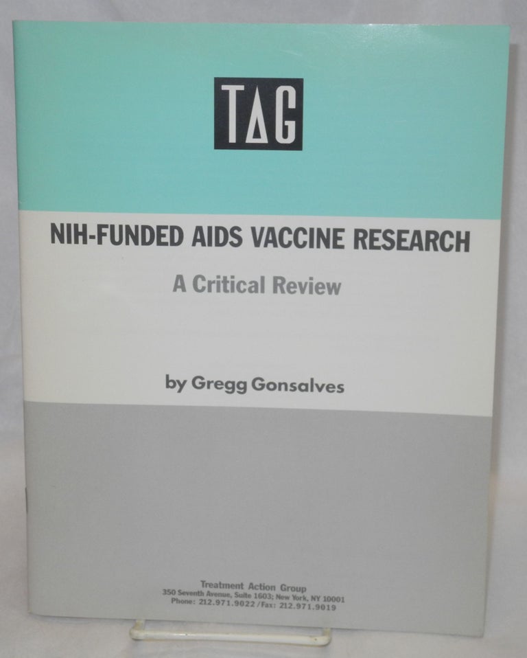 Cat.No: 184508 NIH-funded AIDS vaccine research: a critical review. Gregg Gonsalves.