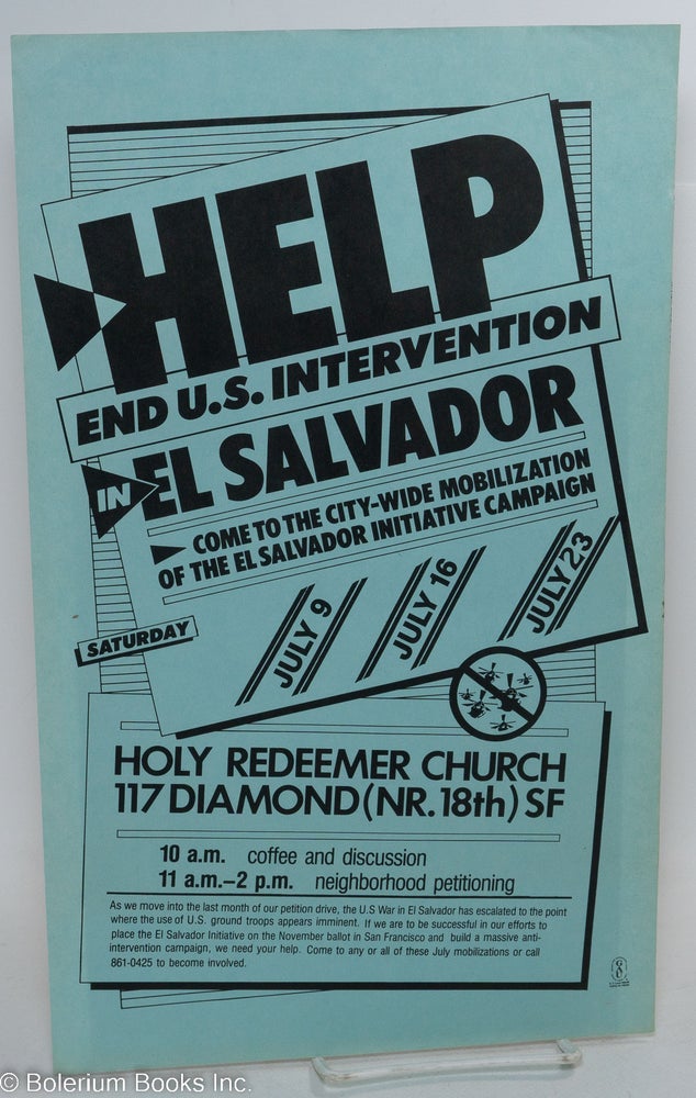 Cat.No: 186477 Help end US intervention in El Salvador: come to the city-wide mobilization of the El Salvador Initiative Campaign [small poster]