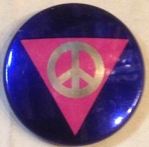Cat.No: 186563 [Pinback button with peace sign inside a pink triangle