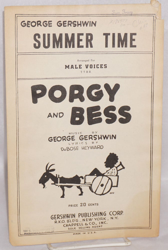Cat.No: 186977 Summer Time: arranged for male voices. George Gershwin, DuBose Heyward.