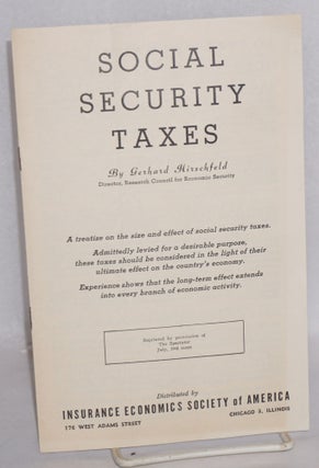 Cat.No: 187163 Social security taxes. Gerhard Hirschfeld
