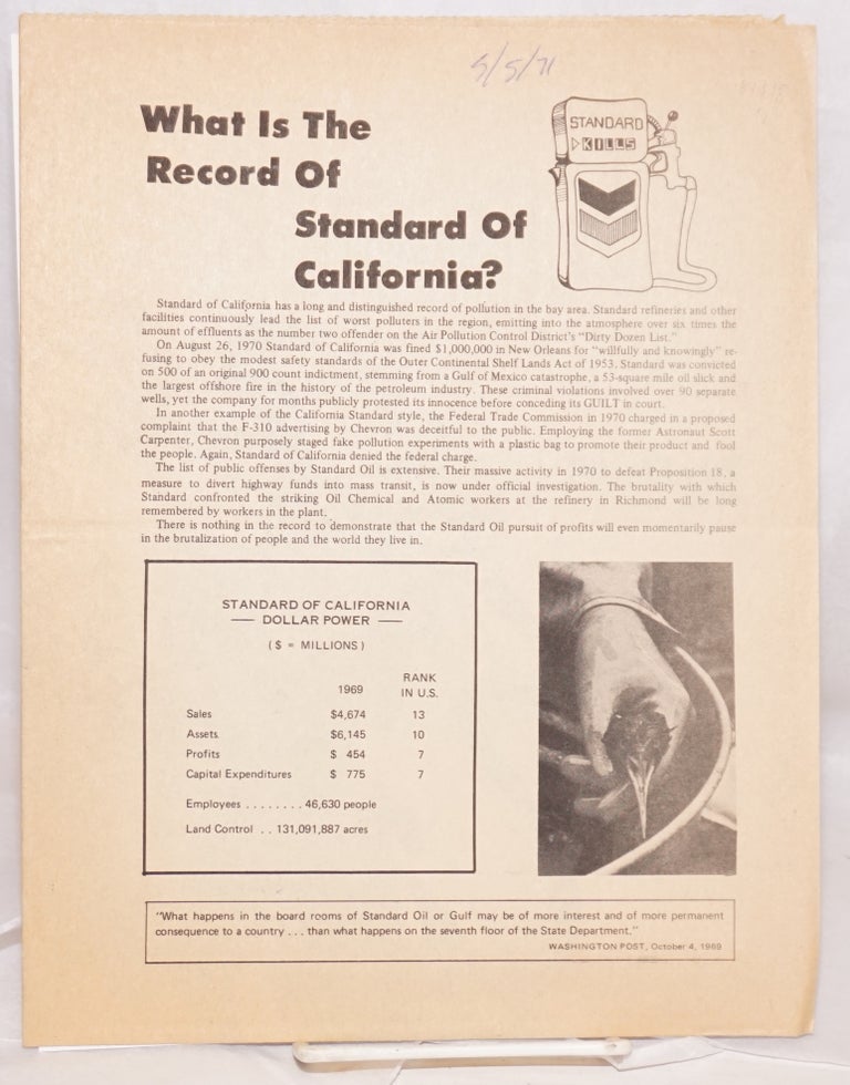 Cat.No: 187318 What is the record of Standard of California?