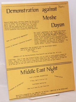 Cat.No: 187361 Demonstration against Moshe Dayan [handbill]. Committee for National...