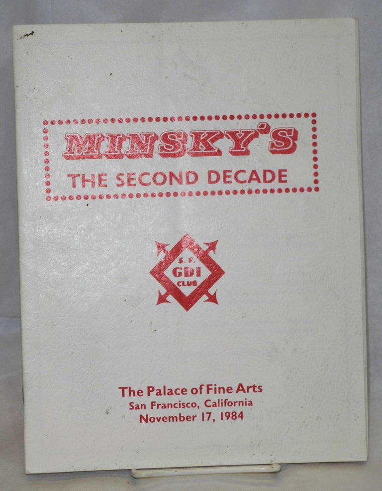 Cat.No: 187714 Minsky's Second Decade program for the 11th annual A Date at Minsky's at the Palace of Fine Arts, November 17, 1984