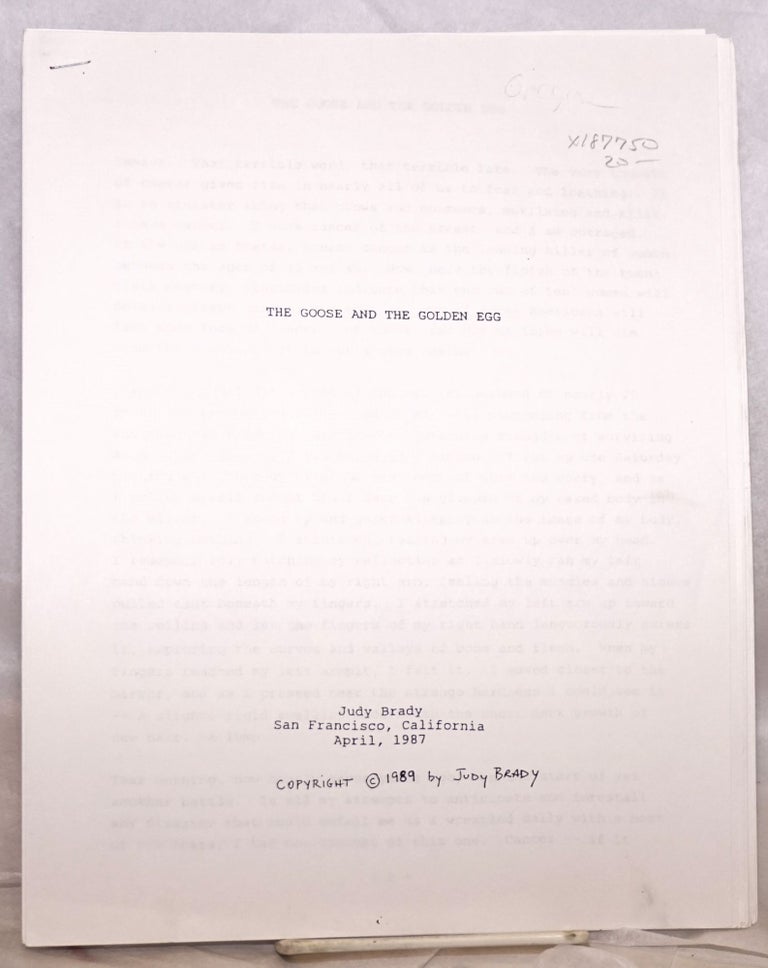 Cat.No: 187750 The Goose and the Golden egg (photocopy manuscript). Judy Brady.