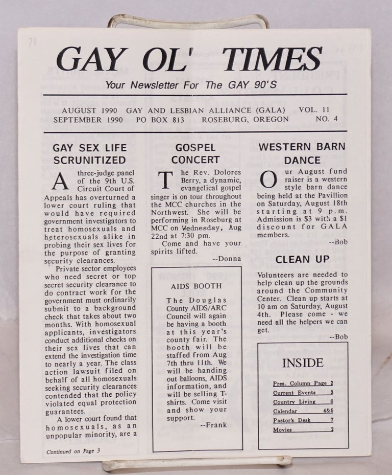 Cat.No: 187817 Gay Ol' Times: Gay and Lesbian Alliance newsletter; vol. 11