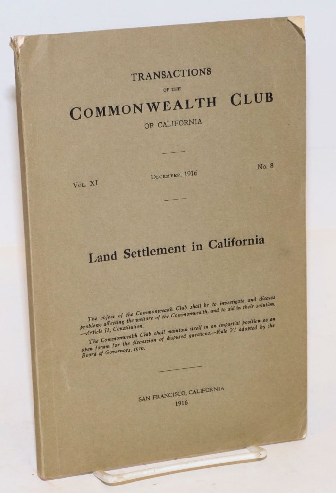 Cat.No: 187884 Land settlement in California. Volume XI, Number 8, December 1916. Frank Adams.