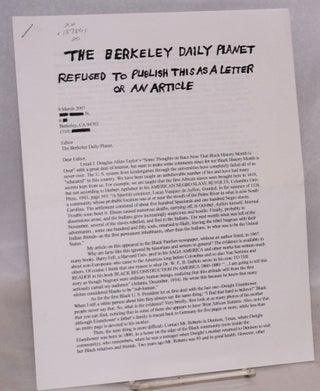 Cat.No: 187891 The Berkeley Daily Planet refused to publish this as a letter or an...