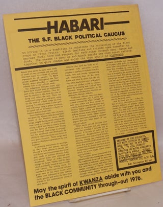 Cat.No: 187977 Habari [single issue of the newsletter]. SF Black Political Caucus
