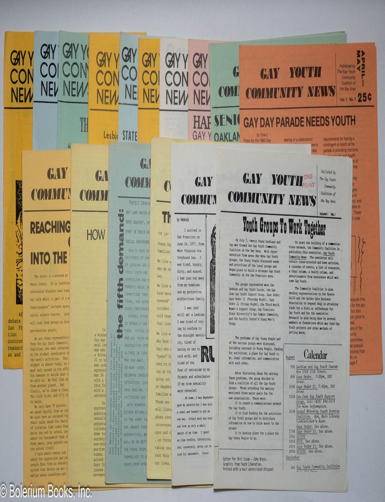 Cat.No: 188144 Gay Youth Community News: [broken run of 14 issues 1979-1992
