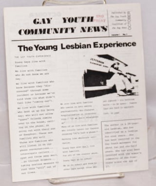 Cat.No: 188168 Gay Youth Community News: vol. 1, #3, October. 1979: The Young Lesbian...