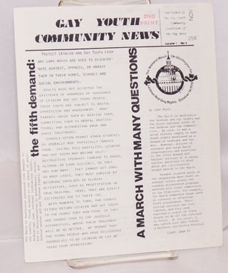 Cat.No: 188169 Gay Youth Community News: vol. 1, #4, Nov. 1979: a March with many...