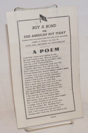 Cat.No: 188694 A poem. Buy a bond for this American boy today. A poem that was taken...