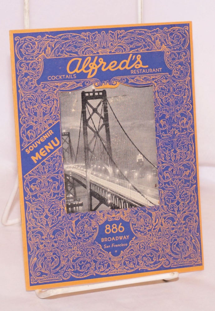 Cat.No: 189263 Alfred's, famous for good food since 1929. Souvenir Menu. Alfred's Restaurant.