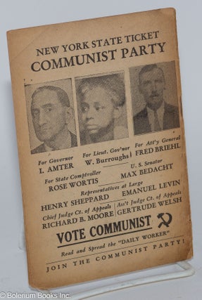 Platform of struggle for urgent needs of toilers. Election platform of the Communist Party New York State, 1934.