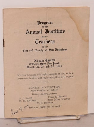 Cat.No: 189291 Program of the Annual Institute of the Teachers of the City and County of...