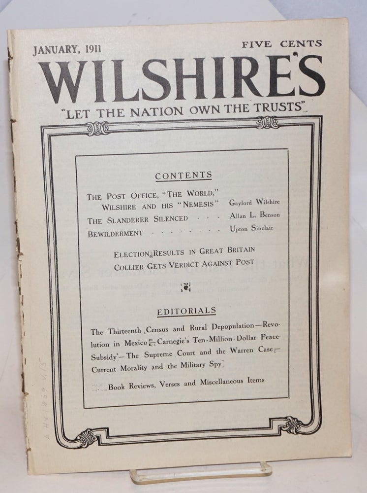Cat.No: 189983 Wilshire's, vol. 15, no. 1, January, 1911. Gaylord Wilshire, ed.