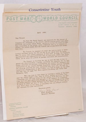 Cat.No: 190927 [Five documents from the Council]. Post War World Council