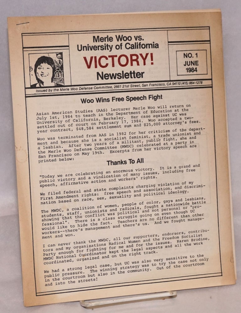 Cat.No: 190936 Merle Woo vs. University of California Victory! Newsletter. No. 1 (June 1984)
