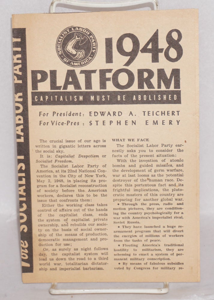 Cat.No: 191040 1948 platform. Socialist Labor Party.