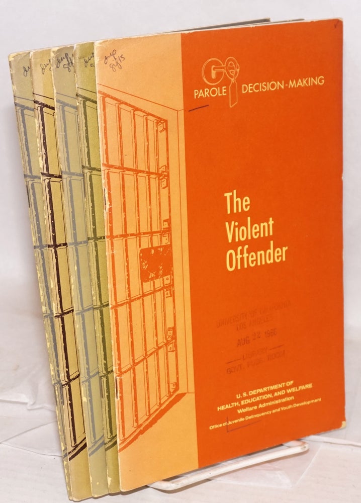 Cat.No: 191135 Parole decision-making: The violent offender; The sentencing and parole process; Personal characteristics and parole outcome;The alcoholic offender; The control and treatment of narcotic use [5 issues]. Daniel Glaser, Fred Cohen, Vincent O'Leary, Donald Kenefick.