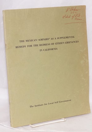 Cat.No: 191418 The Mexican "Amparo" as a Supplemental Remedy for the Redress of Citizen...