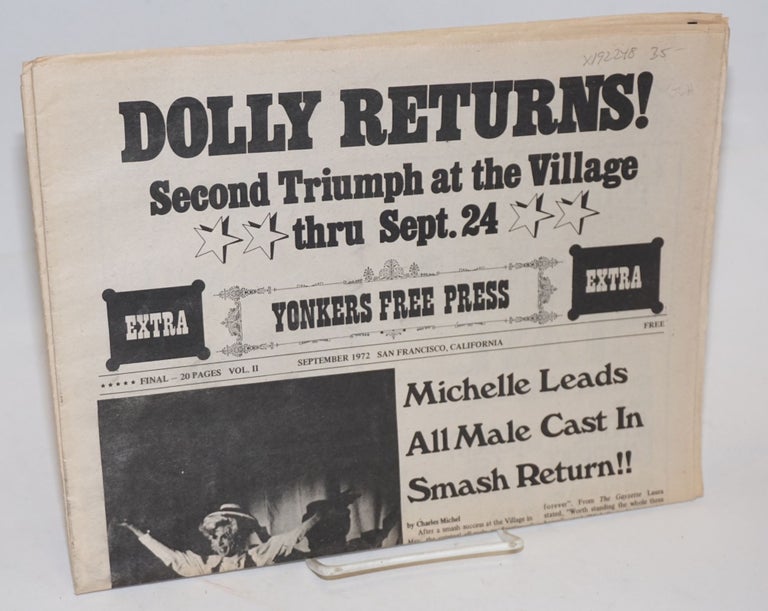 Cat.No: 192248 Yonkers Free Press: Dolly Returns! vol. 2, September 1972; Michelle leads an all-male cast in smash return