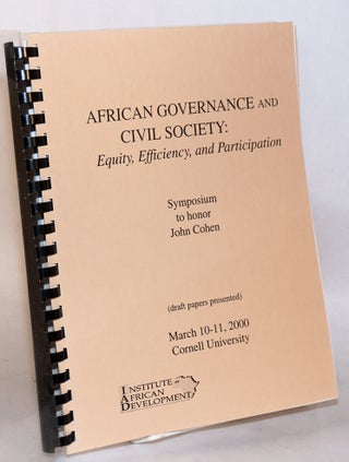 Cat.No: 192273 African governance and civil society: equity, efficiency, and...