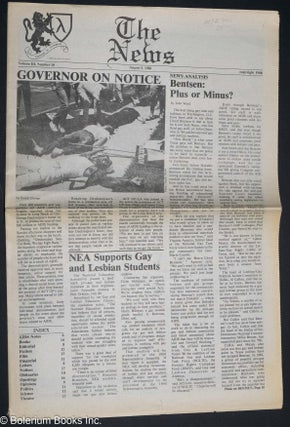 Cat.No: 192406 The News: vol. 3, #10, August 5, 1988. Aslan Brooke, Sandy Dwyer