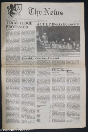 Cat.No: 192407 The News: vol. 3, #20, December 23, 1988; ACT UP Blocks Boulevard. Aslan...