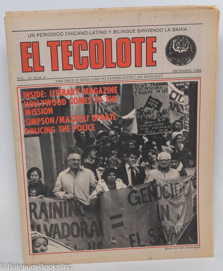 Cat.No: 193833 El tecolote: a Chicano-Latino bilingual newspaper serving the Bay Area vol. 13, #4, December 1982; with Revista Literaria de el Tecolote, vol. 3, # 3. Carmen Canchola.