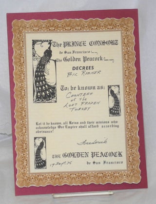 Cat.No: 19384 The Prince Consort de San Francisco -- the Golden Peacock decrees ... Bil...