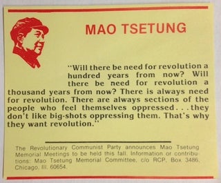 Cat.No: 193984 [Card announcing Mao Tsetung Memorial Meetings]. Revolutionary Communist...