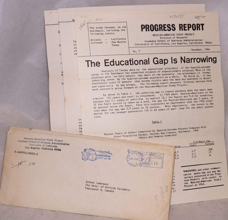 Cat.No: 194195 Progress report: Mexican American Study Project, Graduate School of Business, UCLA No. 7, November 1966