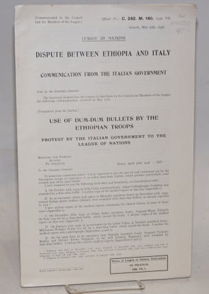 Cat.No: 194578 League of Nations, Dispute between Ethiopia and Italy: Communication from...