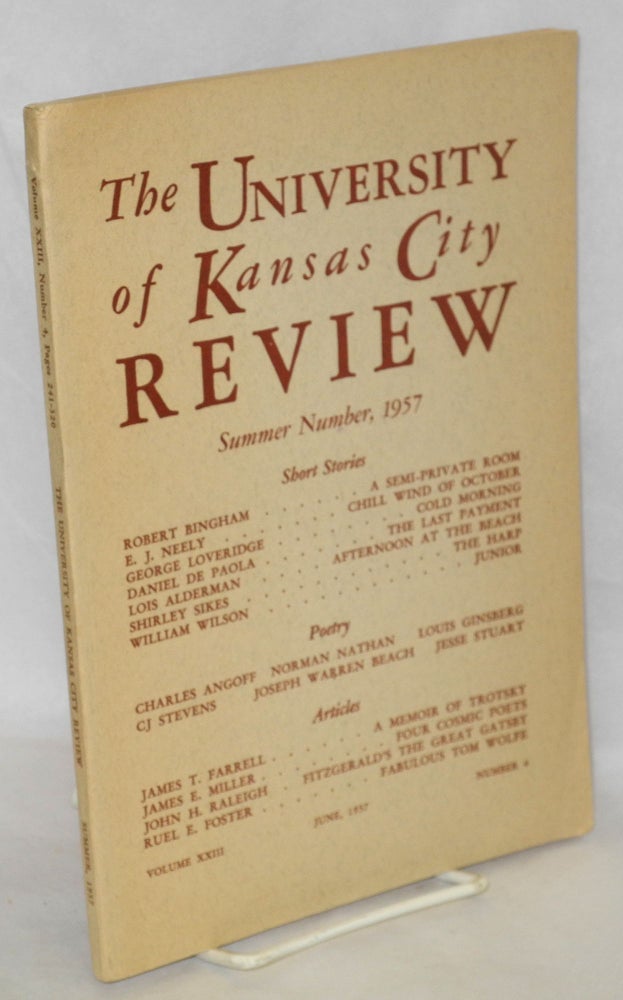 Cat.No: 194619 The University of Kansas City Review, Summer, 1957. Vol. 23, no. 4, June, 1957. Alexander R. Cappon, ed, James T. Farrell.
