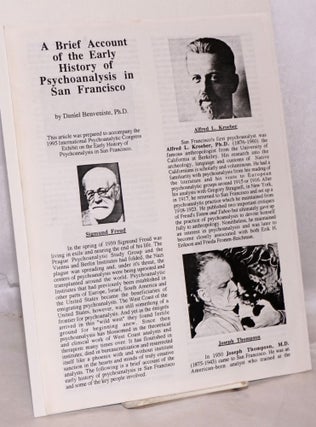 Cat.No: 194739 A Brief Account of the Early History of Psychoanalysis in San Francisco....
