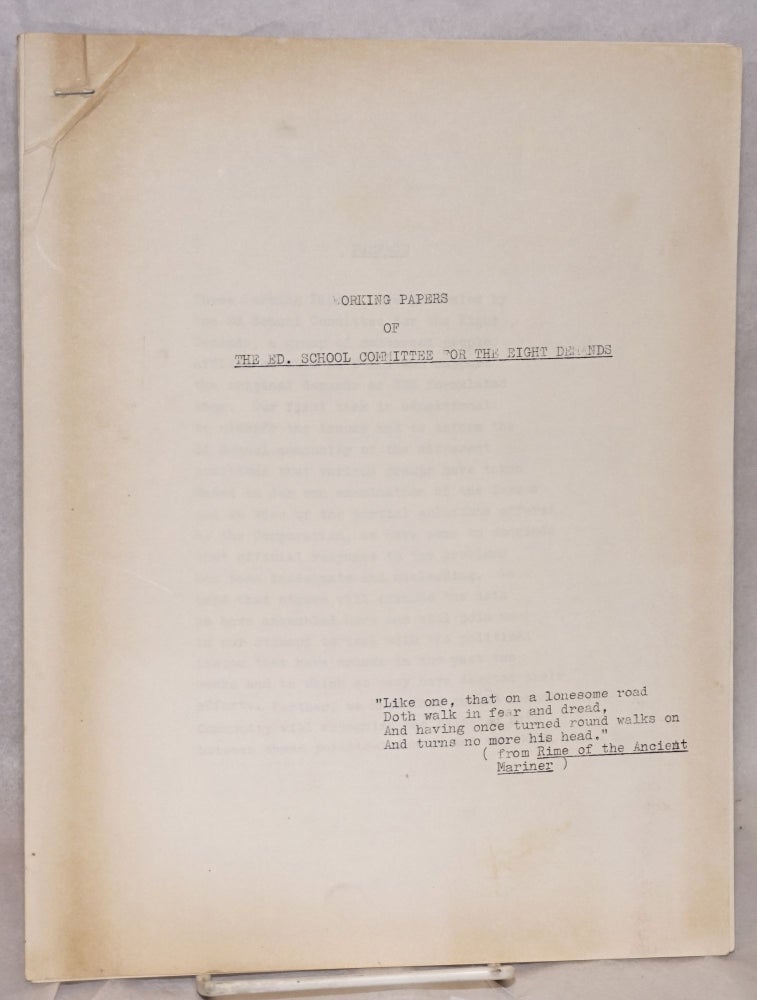 Cat.No: 195414 Working Papers of the Ed. School Committee for the Eight Demands